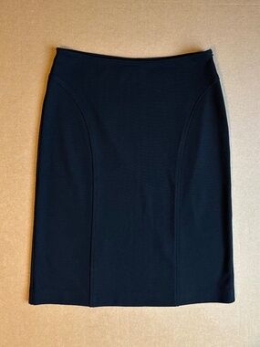 Isaac Mizrahi Black Stretch Panel Pencil Skirt Back Vent Size 6
